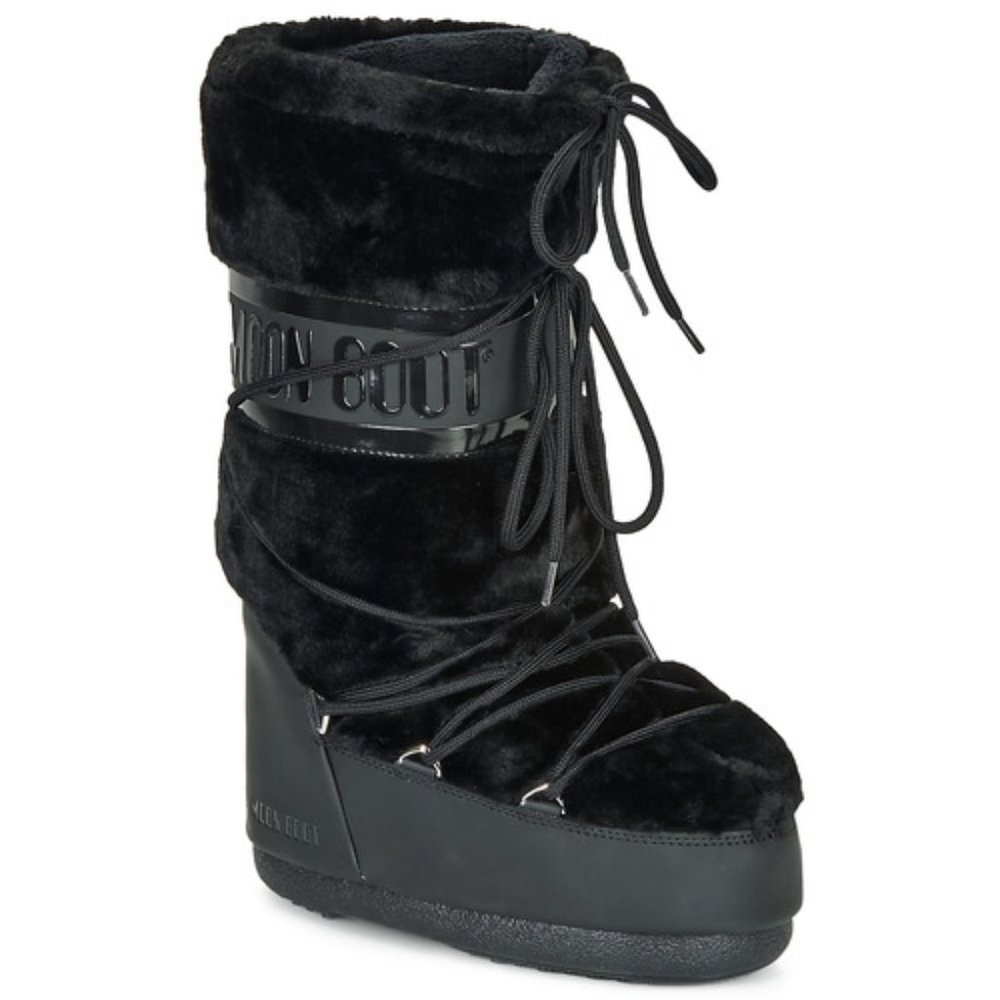 MOONBOOT ICON BLACK FAUX-FUR BOOTS